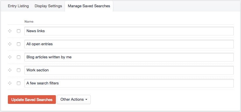 Manage Saved Searches - Zenbu for Craft