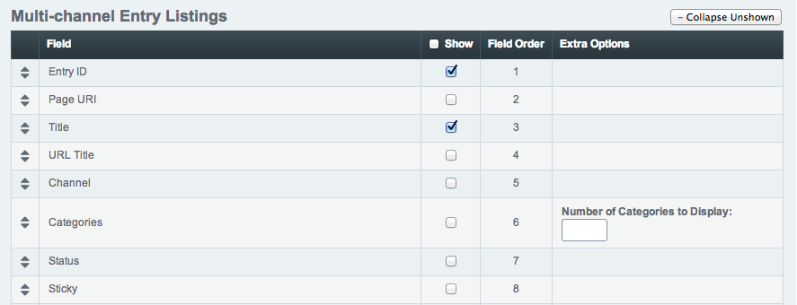 Zenbu Expanded Columns - Display Settings