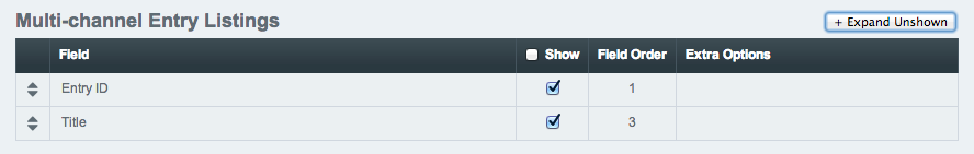 Zenbu Collapsed Columns - Display Settings