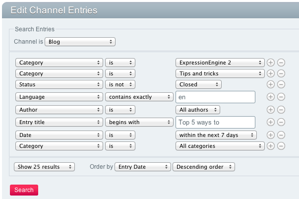 Zenbu entry filtering rules
